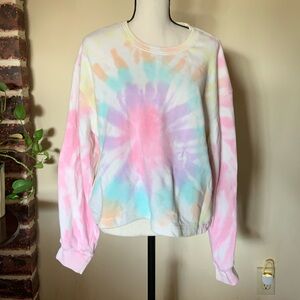 Dreamsicle tie die pullover sweatshirt size large pink purple aqua pastel